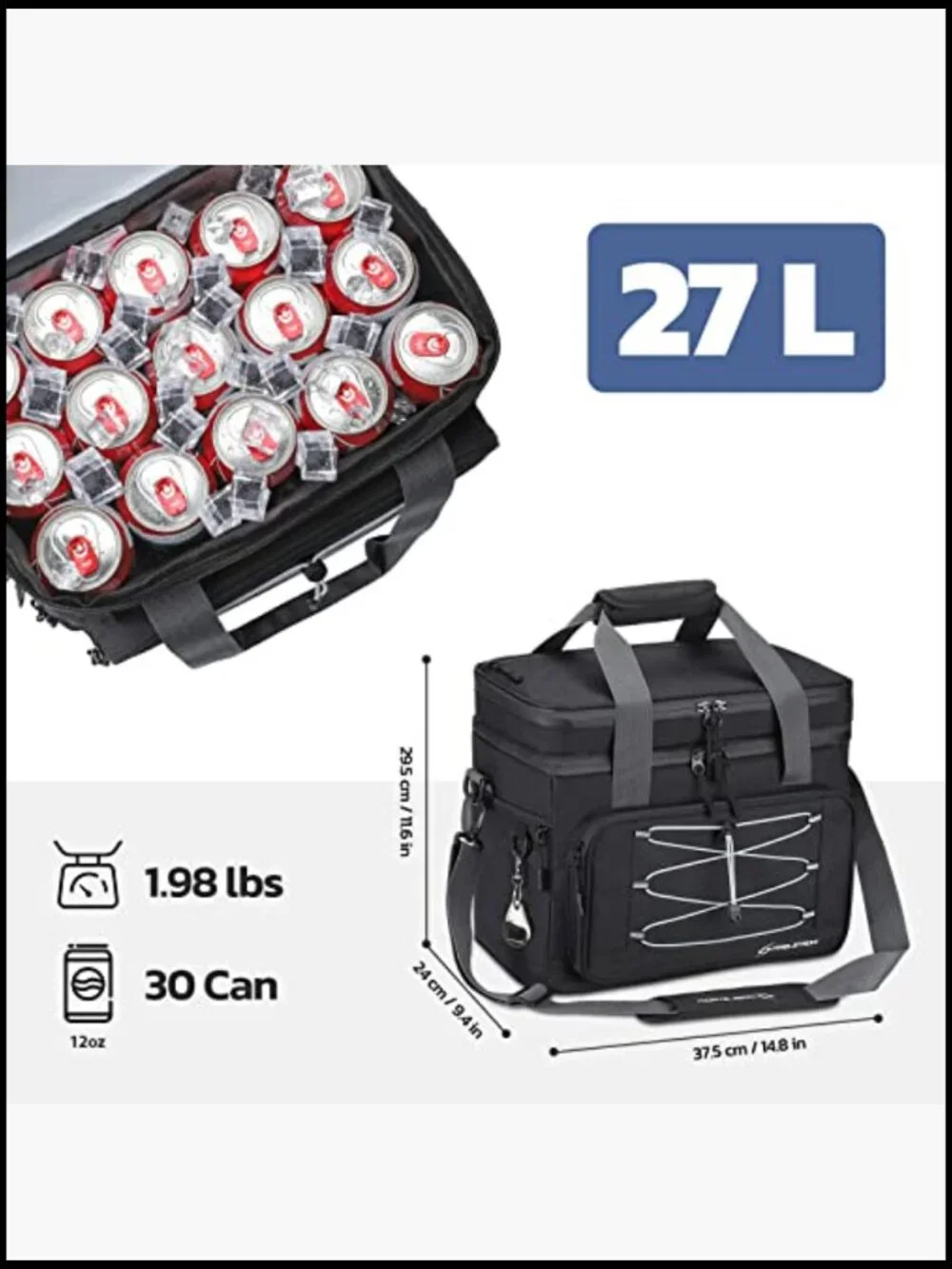 Collapsible Soft Cooler Bag Leakproof Insulated Portable Double Deck Camping